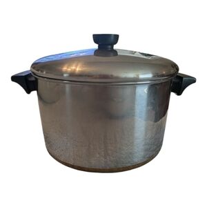 70s Revere Ware 1801 Stainless Steel Copper Clad 6 Qrt #78 2 Handled Stock Pot